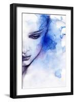 Woman Face. Hand Painted Fashion Illustration-Anna Ismagilova-Framed Art Print