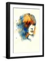 Woman Face. Hand Painted Fashion Illustration-Anna Ismagilova-Framed Art Print