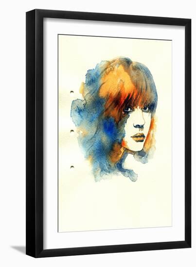 Woman Face. Hand Painted Fashion Illustration-Anna Ismagilova-Framed Art Print