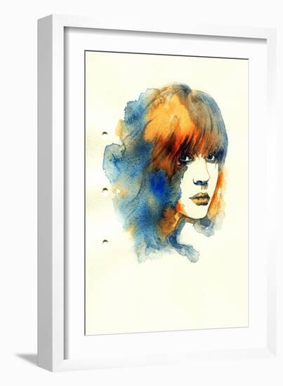 Woman Face. Hand Painted Fashion Illustration-Anna Ismagilova-Framed Art Print