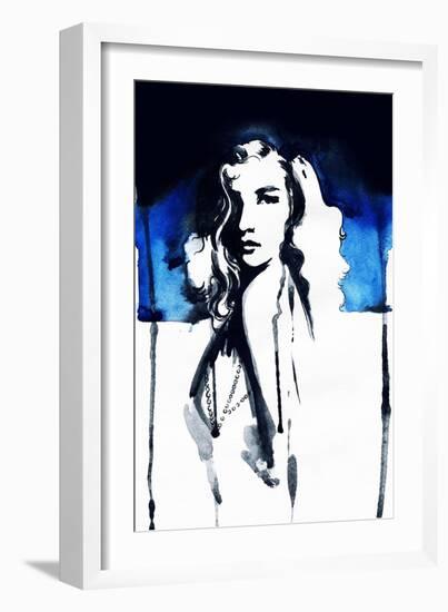 Woman Face. Hand Painted Fashion Illustration-Anna Ismagilova-Framed Art Print