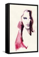 Woman Face. Hand Painted Fashion Illustration-Anna Ismagilova-Framed Stretched Canvas