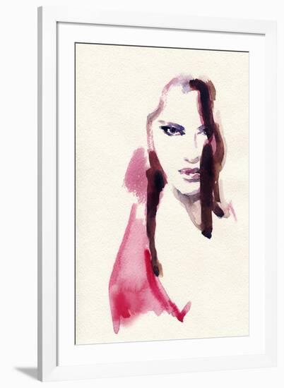 Woman Face. Hand Painted Fashion Illustration-Anna Ismagilova-Framed Art Print