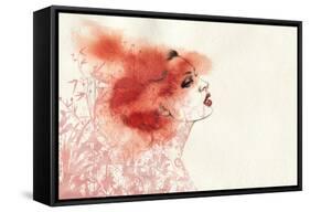 Woman Face. Hand Painted Fashion Illustration-Anna Ismagilova-Framed Stretched Canvas