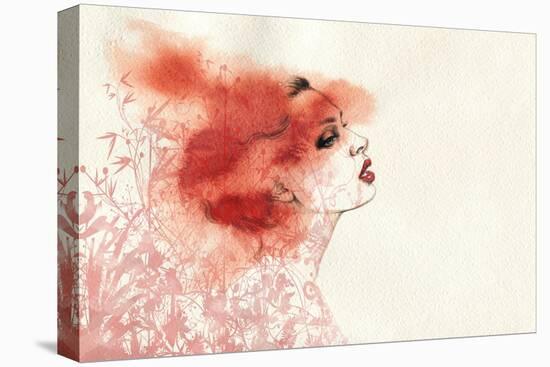 Woman Face. Hand Painted Fashion Illustration-Anna Ismagilova-Stretched Canvas