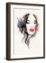 Woman Face. Hand Painted Fashion Illustration-Anna Ismagilova-Framed Art Print