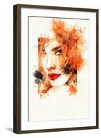 Woman Face. Hand Painted Fashion Illustration-Anna Ismagilova-Framed Art Print