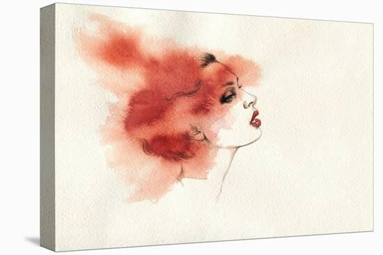 Woman Face. Hand Painted Fashion Illustration-Anna Ismagilova-Stretched Canvas