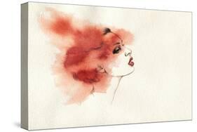 Woman Face. Hand Painted Fashion Illustration-Anna Ismagilova-Stretched Canvas