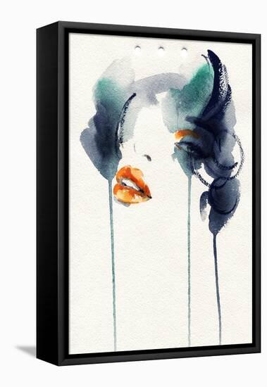 Woman Face. Hand Painted Fashion Illustration-Anna Ismagilova-Framed Stretched Canvas