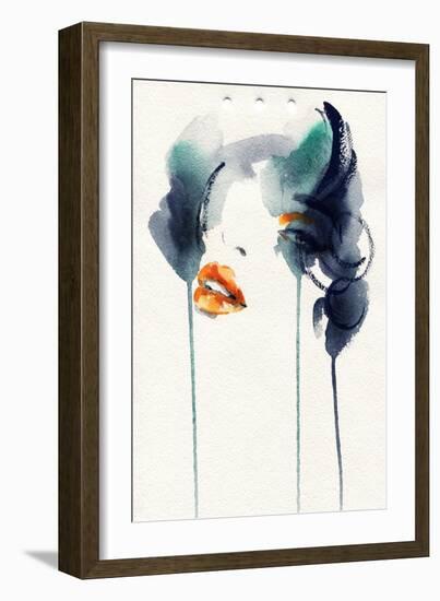 Woman Face. Hand Painted Fashion Illustration-Anna Ismagilova-Framed Art Print