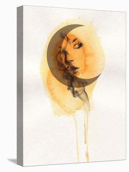 Woman Face. Hand Painted Fashion Illustration-Anna Ismagilova-Stretched Canvas