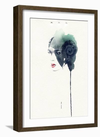 Woman Face. Hand Painted Fashion Illustration-Anna Ismagilova-Framed Art Print