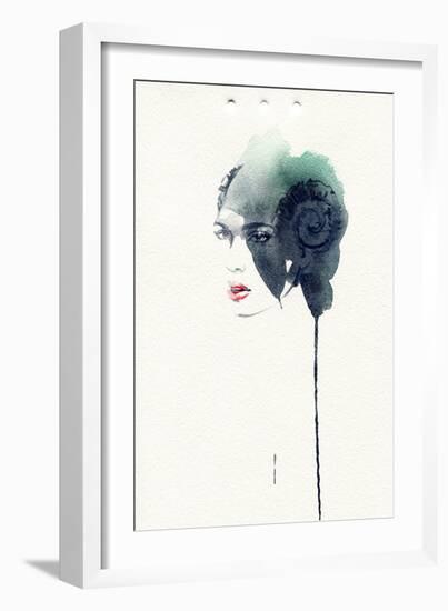 Woman Face. Hand Painted Fashion Illustration-Anna Ismagilova-Framed Art Print