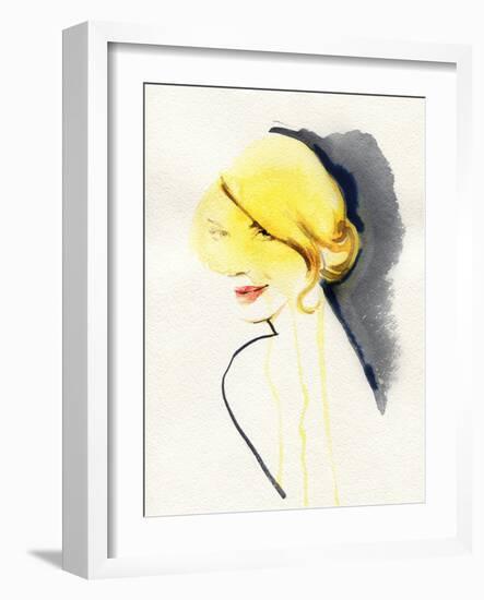 Woman Face. Hand Painted Fashion Illustration-Anna Ismagilova-Framed Art Print