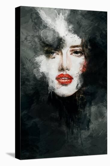 Woman Face. Hand Painted Fashion Illustration-Anna Ismagilova-Stretched Canvas