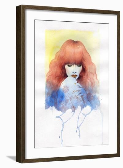 Woman Face. Hand Painted Fashion Illustration-Anna Ismagilova-Framed Art Print