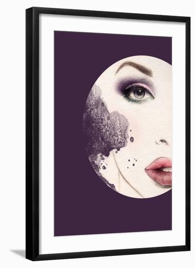 Woman Face. Hand Painted Fashion Illustration-Anna Ismagilova-Framed Art Print