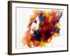 Woman Face. Hand Painted Fashion Illustration-Anna Ismagilova-Framed Art Print