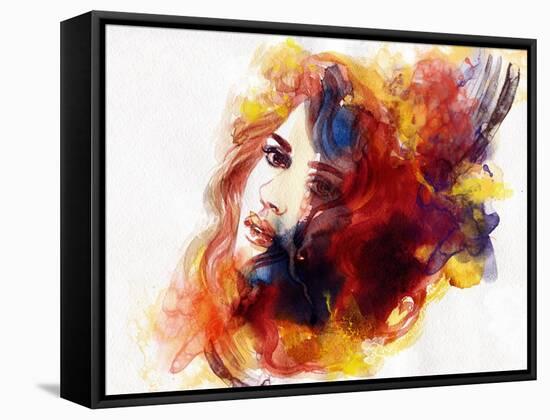 Woman Face. Hand Painted Fashion Illustration-Anna Ismagilova-Framed Stretched Canvas