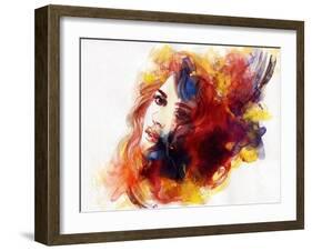 Woman Face. Hand Painted Fashion Illustration-Anna Ismagilova-Framed Art Print