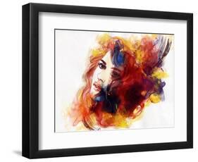 Woman Face. Hand Painted Fashion Illustration-Anna Ismagilova-Framed Art Print