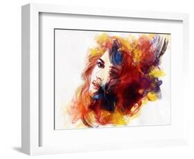 Woman Face. Hand Painted Fashion Illustration-Anna Ismagilova-Framed Art Print