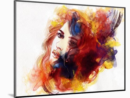 Woman Face. Hand Painted Fashion Illustration-Anna Ismagilova-Mounted Art Print