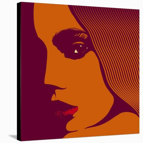 Woman Face, Vector Illustration.-jumpingsack-Stretched Canvas