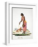Woman Feeding Chickens-null-Framed Giclee Print