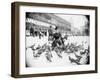 Woman Feeding Pigeons-null-Framed Photographic Print