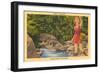 Woman Fishing, Basalt-null-Framed Premium Giclee Print