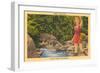 Woman Fishing, Basalt-null-Framed Premium Giclee Print