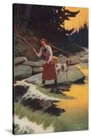 Woman Fishing-null-Stretched Canvas