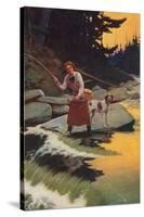 Woman Fishing-null-Stretched Canvas