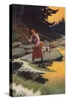 Woman Fishing-null-Stretched Canvas