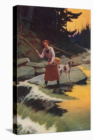 Woman Fishing-null-Stretched Canvas