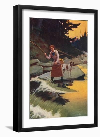 Woman Fishing-null-Framed Art Print