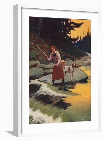 Woman Fishing-null-Framed Art Print