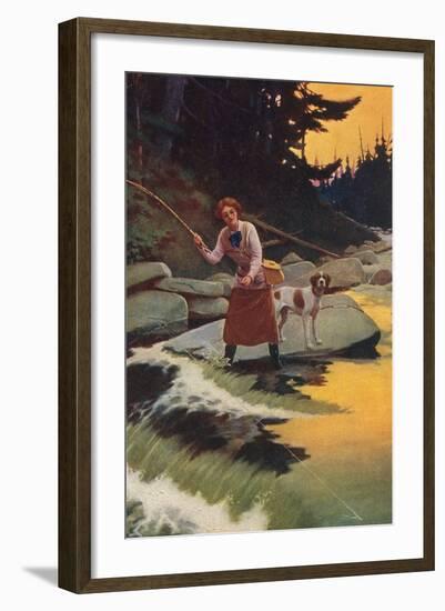 Woman Fishing-null-Framed Art Print