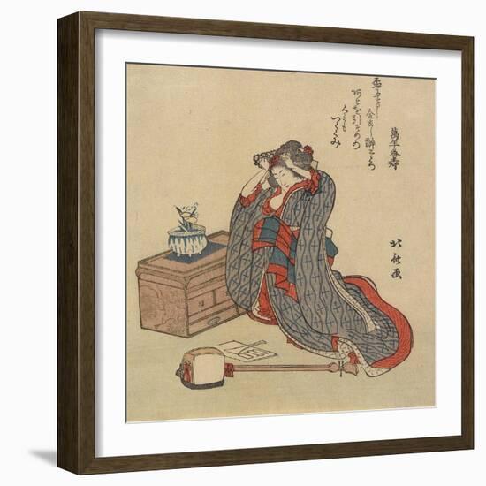 Woman Fixing Her Hair, 1797-1819-Katsushika Hokusai-Framed Giclee Print