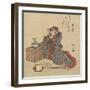 Woman Fixing Her Hair, 1797-1819-Katsushika Hokusai-Framed Giclee Print