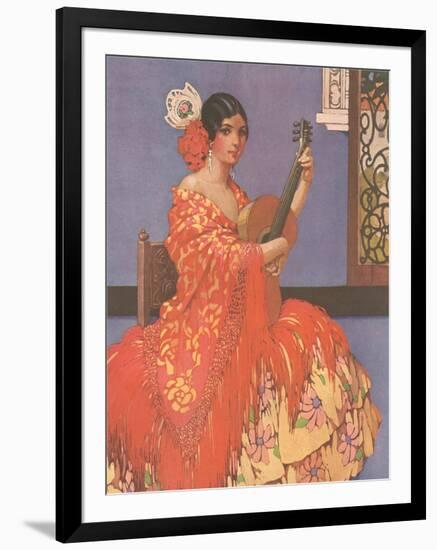 Woman Flamenco Guitarist-null-Framed Art Print