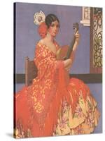 Woman Flamenco Guitarist-null-Stretched Canvas
