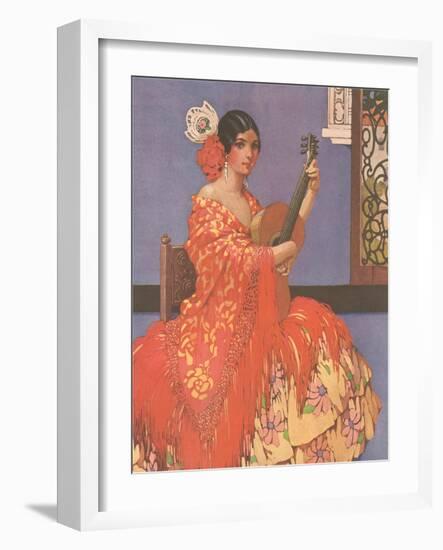 Woman Flamenco Guitarist-null-Framed Art Print