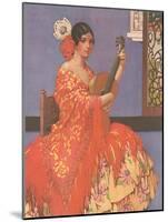 Woman Flamenco Guitarist-null-Mounted Art Print