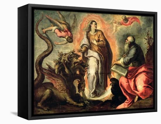 Woman Fleeing the Dragon-Palma Il Giovane-Framed Stretched Canvas