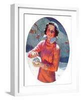 "Woman Forming a Snowball,"February 10, 1934-Frederic Mizen-Framed Giclee Print