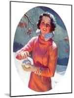 "Woman Forming a Snowball,"February 10, 1934-Frederic Mizen-Mounted Giclee Print