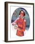 "Woman Forming a Snowball,"February 10, 1934-Frederic Mizen-Framed Premium Giclee Print